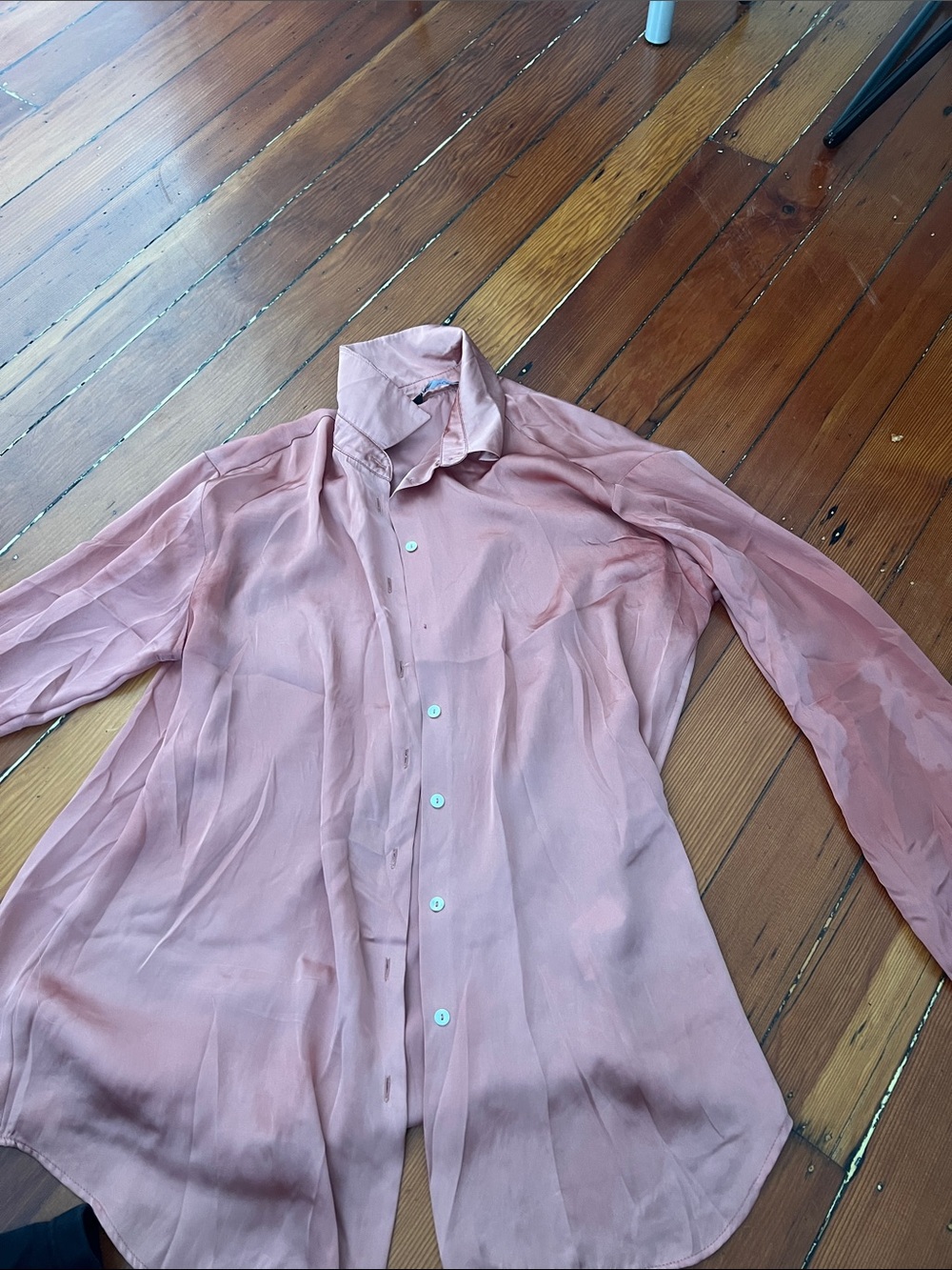 Zara Dusty Pink Satin Button-Down Shirt